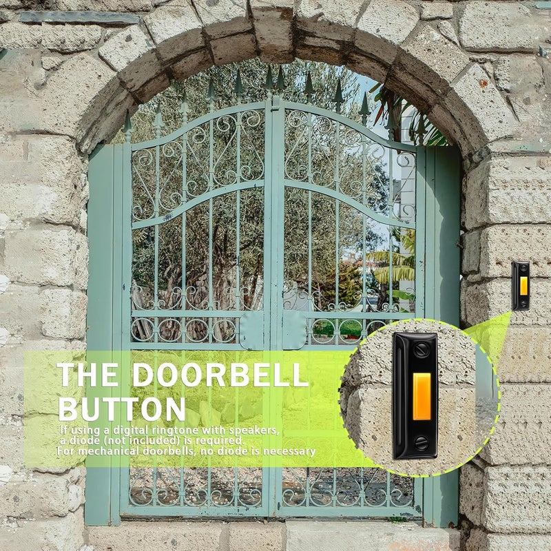 Abvsdu 2 PCS Metal Doorbell Button, Lighted Wall Mounted Door Bell Button, Upgraded Door Bell Wired Button, Doorbell for Home Replacement Universal Garage Door Opener Switch - Image 5